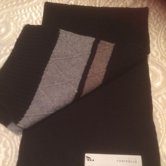 PERRY ELLIS PORTFOLIO black multi Striped Scarf - Picture 1 of 3